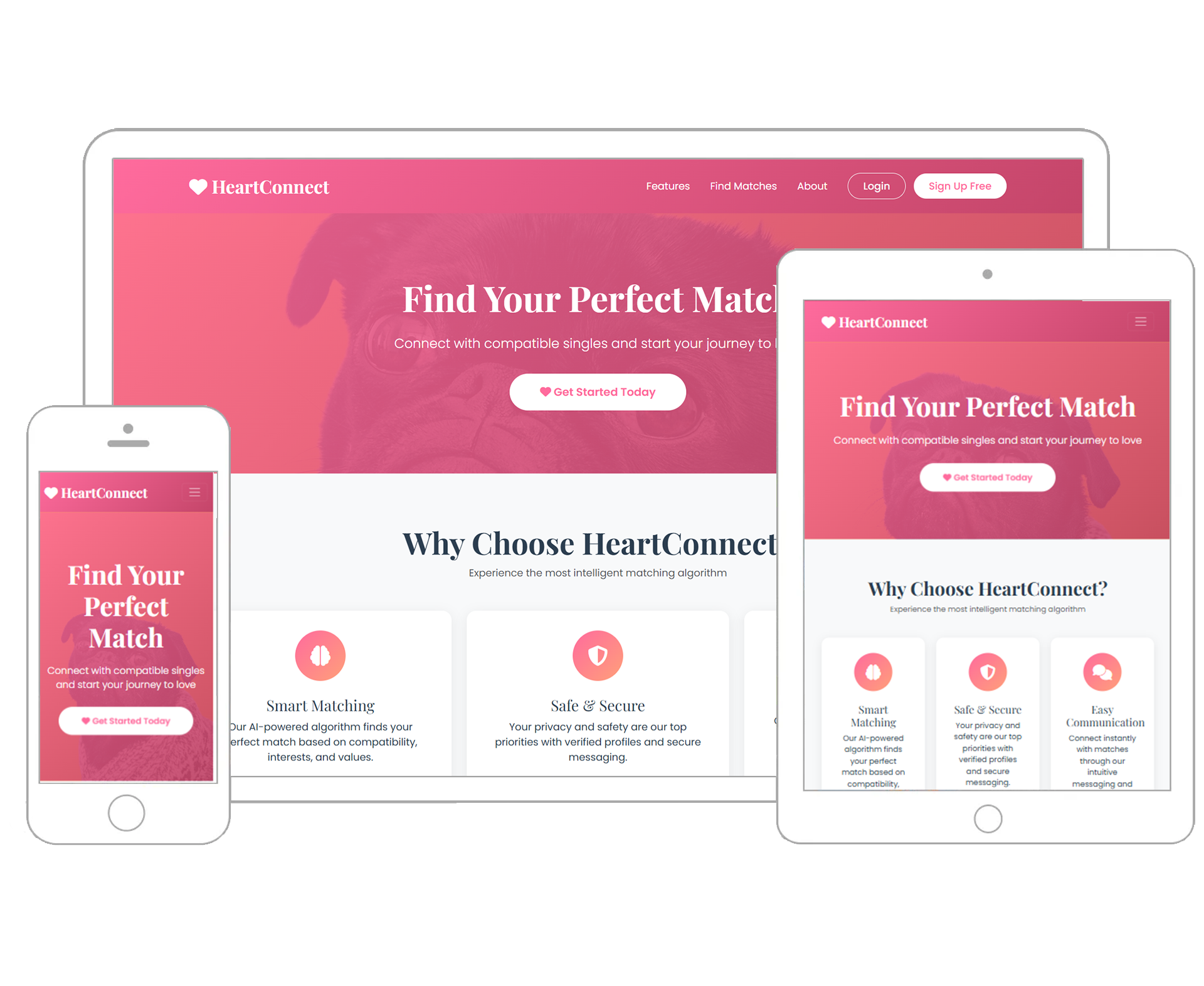 Heart Connect – Modern Matching & Dating Website Template
